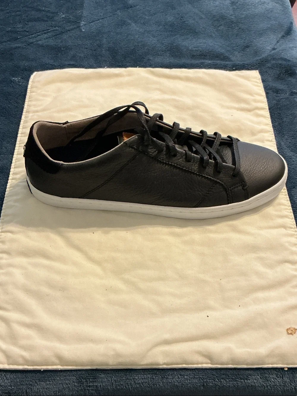Cole Haan Black Leather Low-Top Sneakers with White Sole